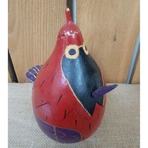 Painted Gourd Chicken Folk Art One Of A Kind